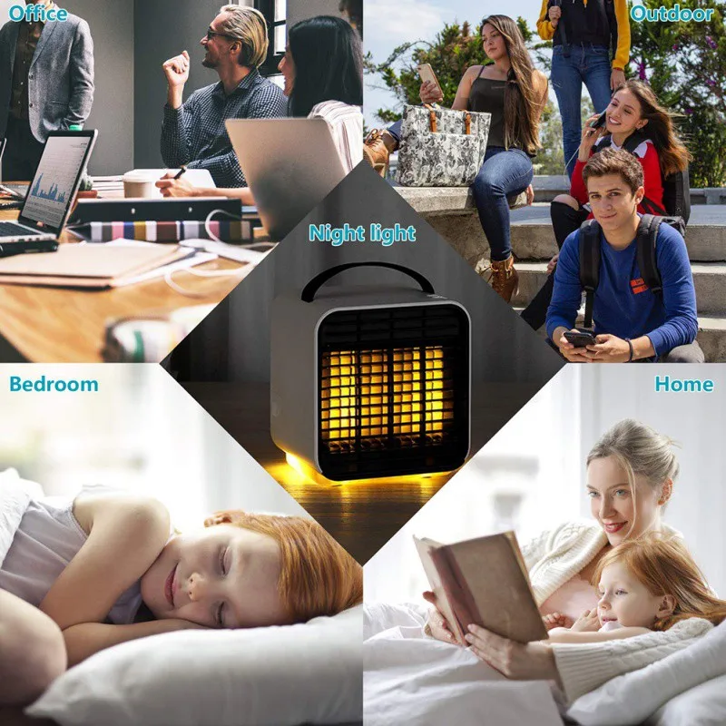 USB Air Conditioner Conditioning Humidifier Purifier With Night Light Desktop Air Cooler Fan For Home Office Kitchen