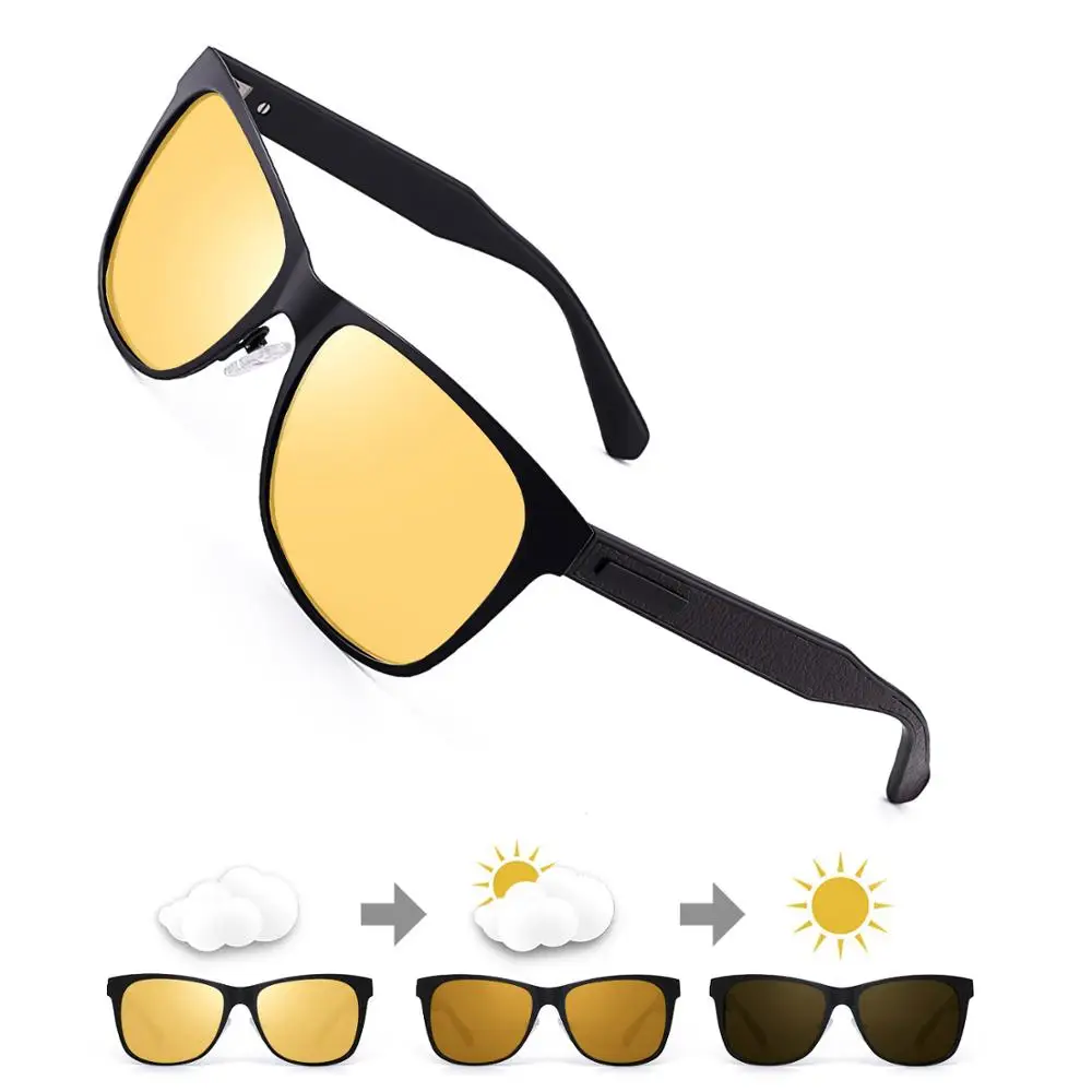 Мужские кожаные очки ночного видения, поляризованные желтые линзы, солнцезащитные очки для женщин, очки ночного видения для вождения автомобиля