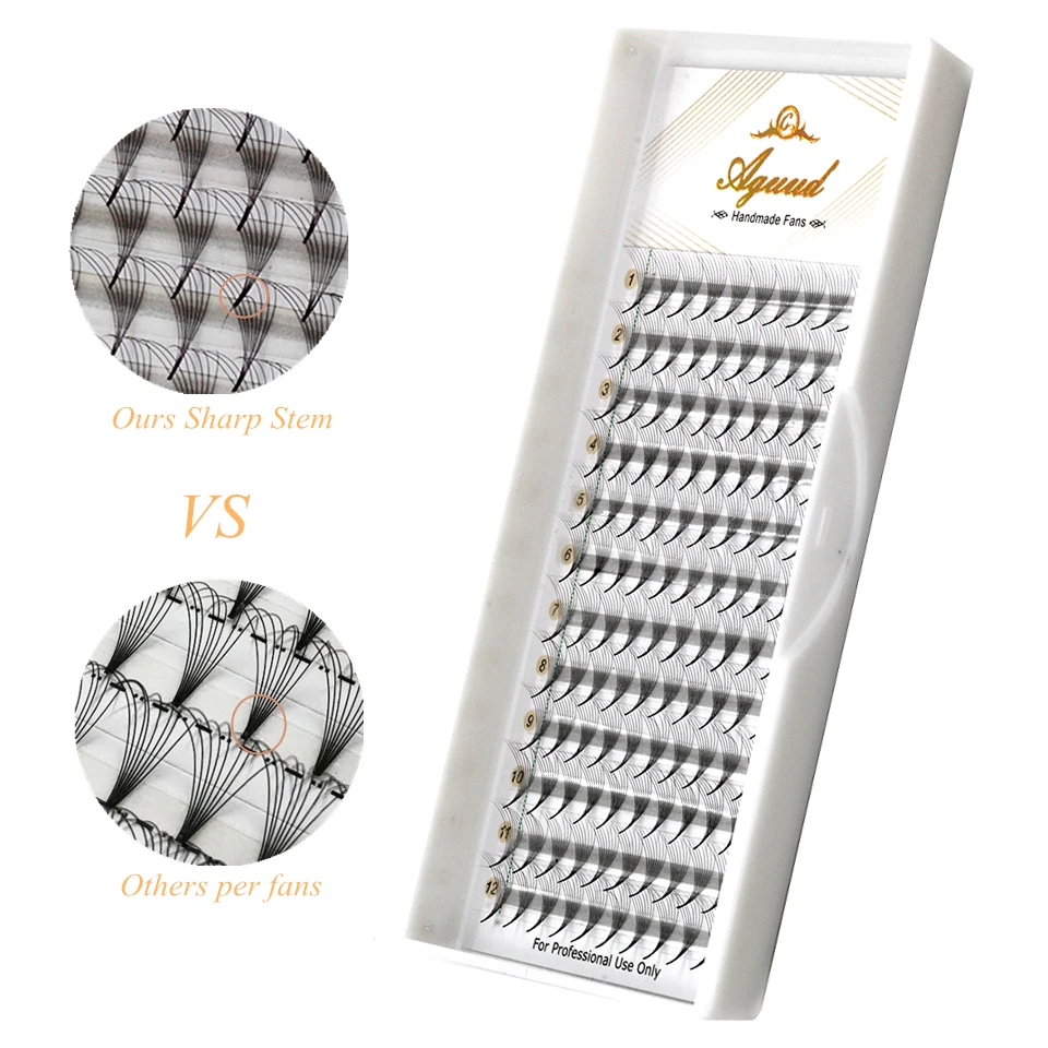 AGUUD 5 Trays/Lot Thin Roots Slim Base Vorgefertigte Fächerwimpern mit scharfer, spitzer Basis, Promade Russian Volume Fans, Wimpernverlängerungen, Faux – Detail 5