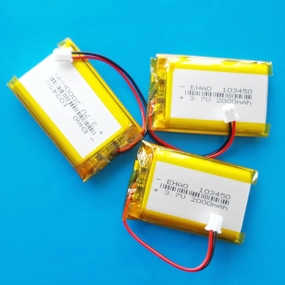 3 sztuk 103450 3.7V 2000mAh Lipo polimerowa akumulator litowy + JST PH ...