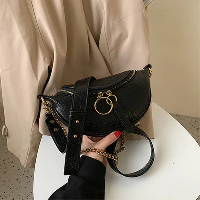 DORANMI Роскошная брендовая дизайнерская поясная сумка, мягкая меховая поясная сумка, зимняя женская поясная сумка, сумка через плечо, нагрудная сумка Nerka BG155 - Color: leather black