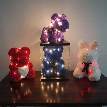 

40cm Big Red Bear Rose Flower Artificial Decoration Heart Gifts for Women Christmas Valentines Gift DropShipping Y