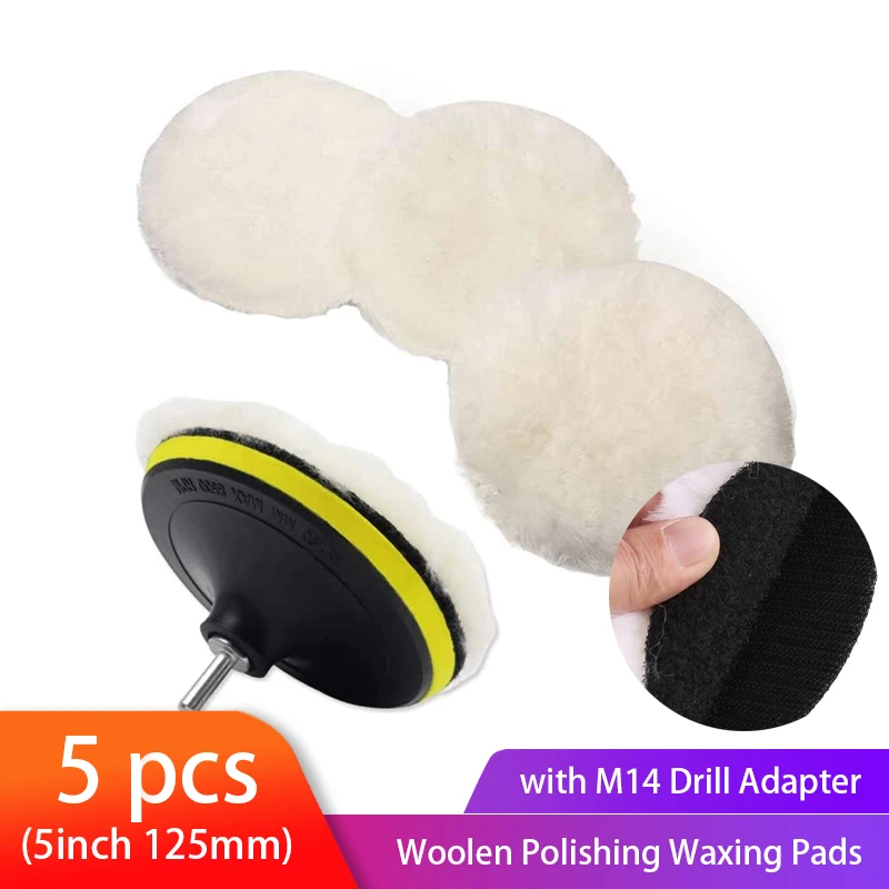 5 Inch Buffing Wool Pads 8PCS Kits, Felt Polishing Pad Buffing Wheel for  Drill Woolen Wax