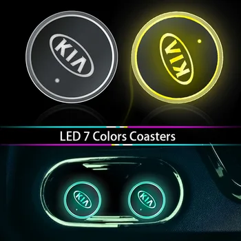 

Car luminescent Cup Pad Auto Logo LED Light Mat for KIA K2 K3 K4 K5 K6 K7 KX5 Sorento 2019 Sportage R Rio Soul Car Accessories