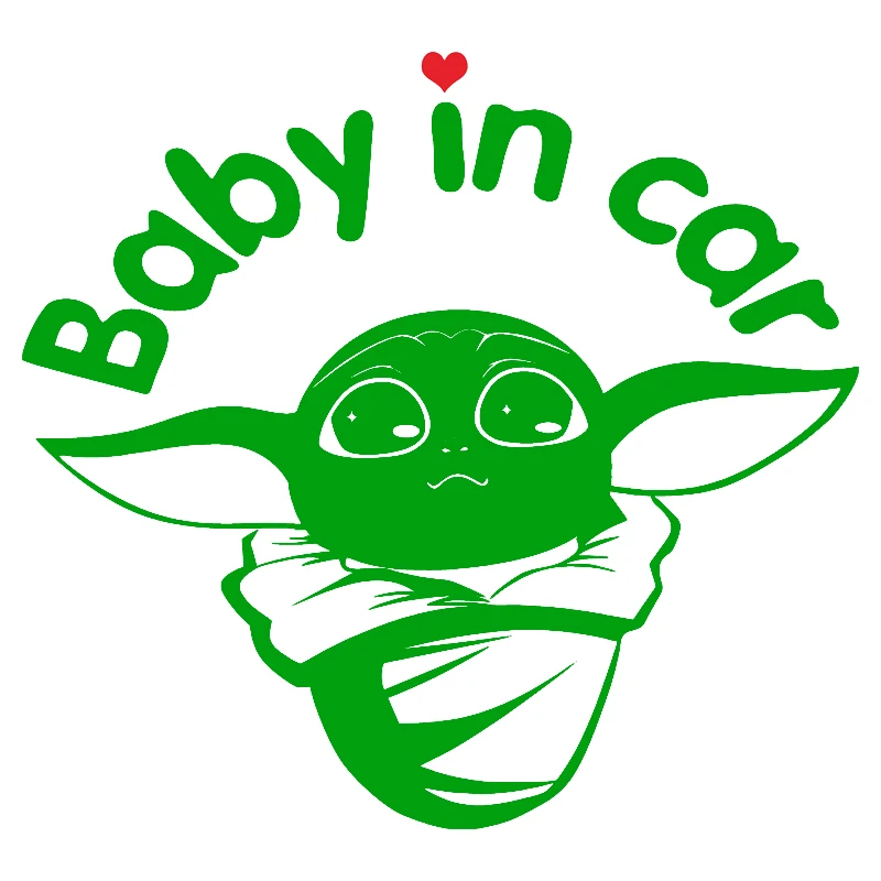 Baby Yoda Figure 'Baby In Car.On Board.Kid Inside' Star Wars Stickers Car Window Computer Waterproof Fashion Sticker 15cm*15cm