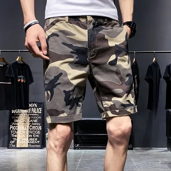 

2020 summer new men's shorts print camouflage slim casual shorts cotton high quality knee length large size 4XL