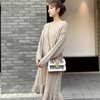 

Spring Long Pullover Sweater Women Knitted Dress Overknee Befree Pull Femme Plus Size Korean Elegant Jumper Sueter Mujer