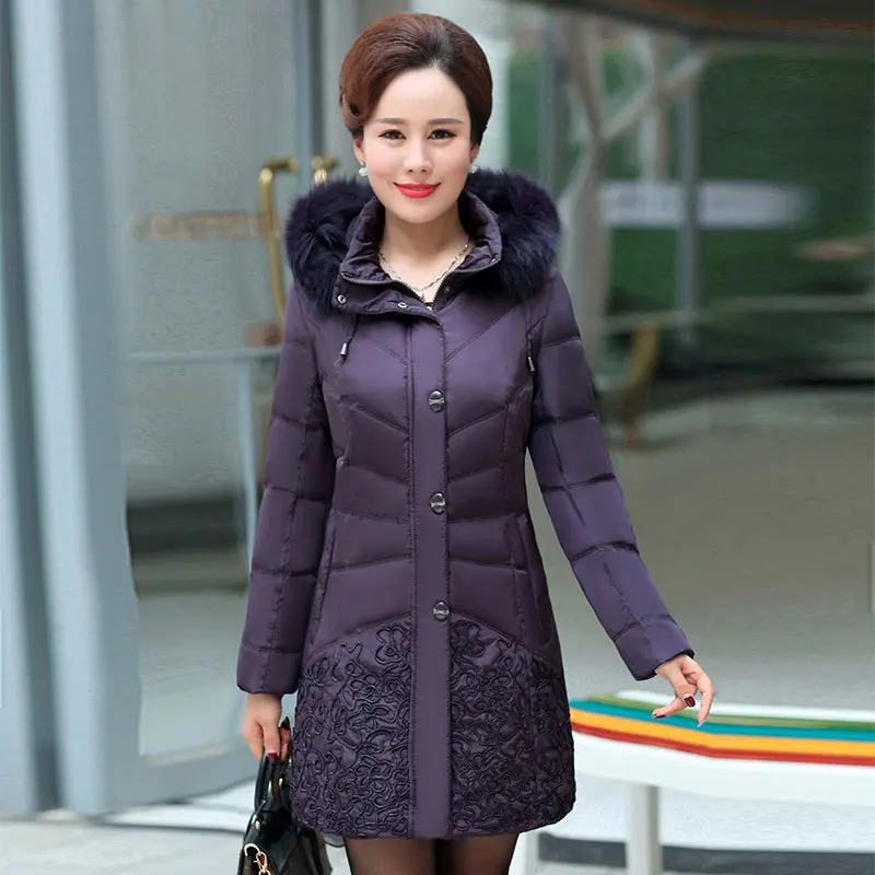 

Middle-aged down Jacket Women's Mid-length 2019 New Style Middle-aged Women Dress Winter Middle-aged WOMEN'S Dress Thick Coat 40