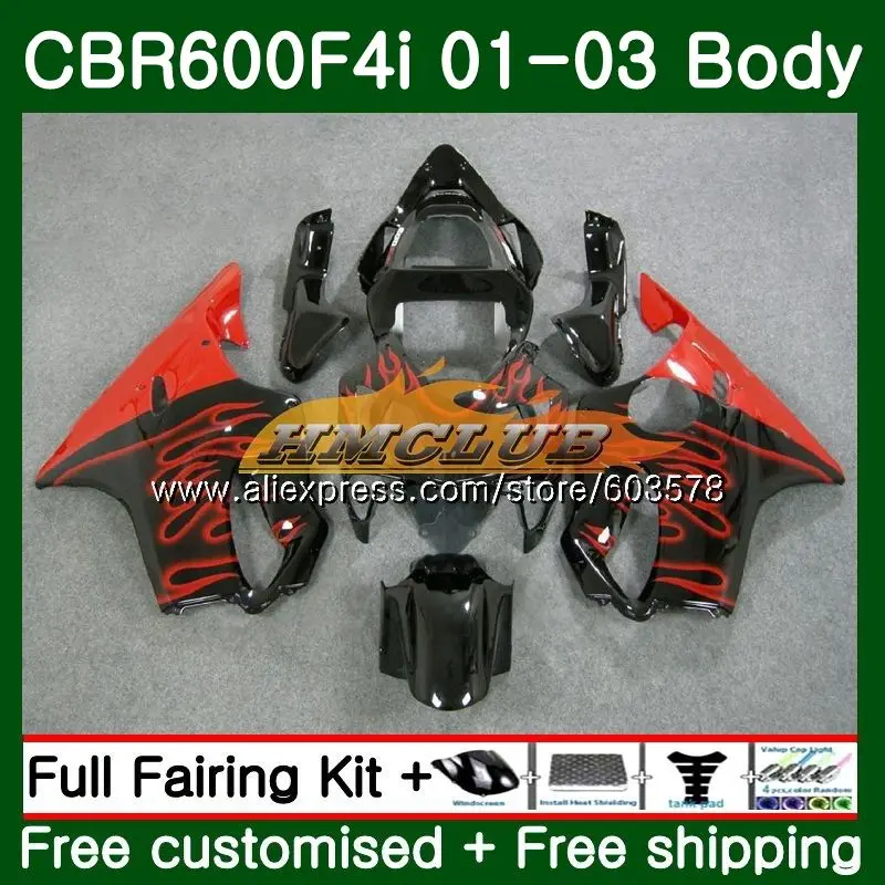 Средства ухода за кожей для HONDA CBR 600 F4i CBR 600F4i 600 FS 2001 2002 2003 70CL. 101 CBR600F4i CBR600FS CBR600 F4i 01 02 03 Обтекатели Красный Пламя - Цвет: No. 1
