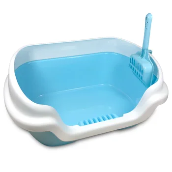 

With Shovel Cat Potty Pet Cleaning Supplies Plastic Medium Semi-enclosed Litter Box Semi-enclosed Design to Prevent Sand Leakage