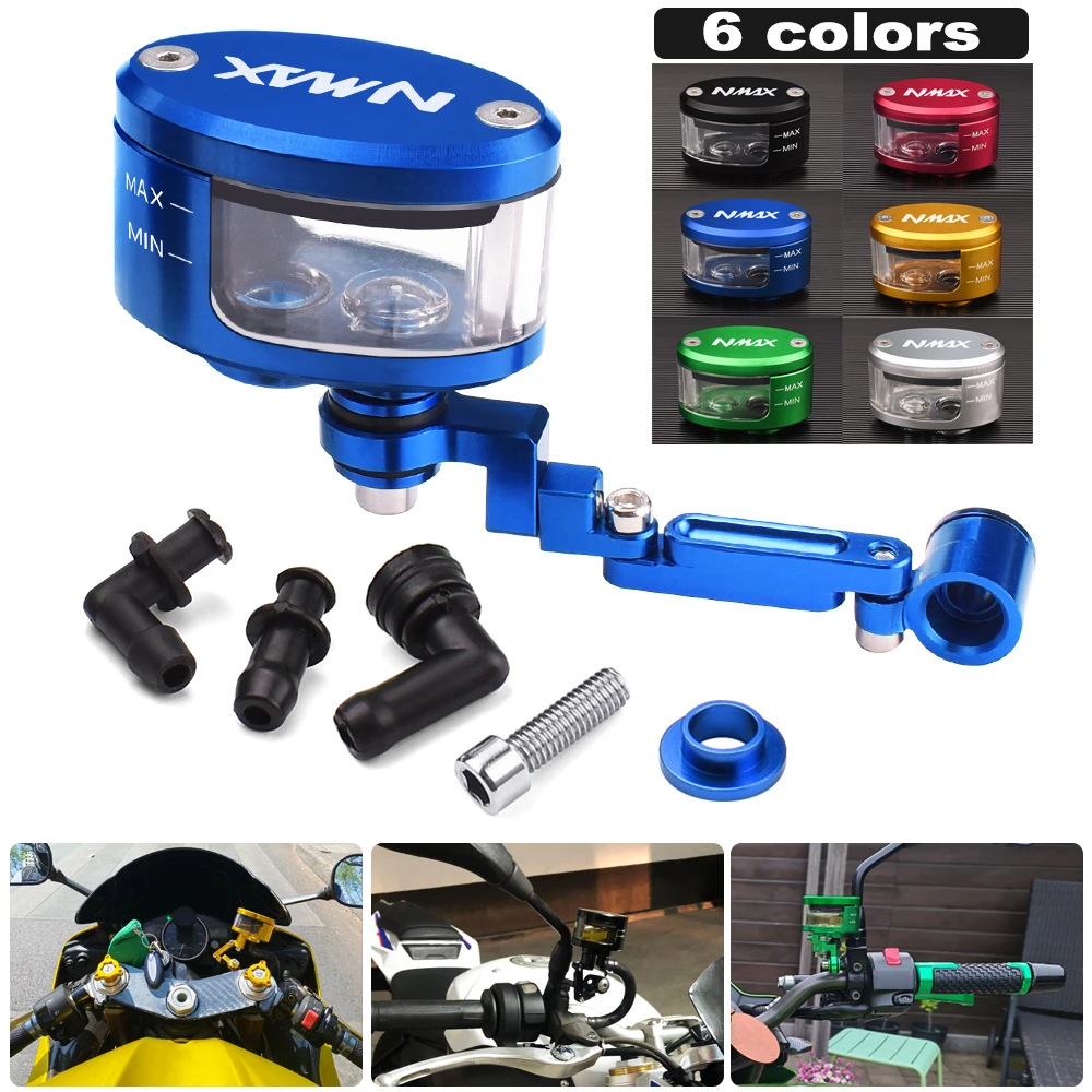 Nmax Cnc Motorcycle Brake Fluid Oil Reservoir Cup Tank +support Bracket