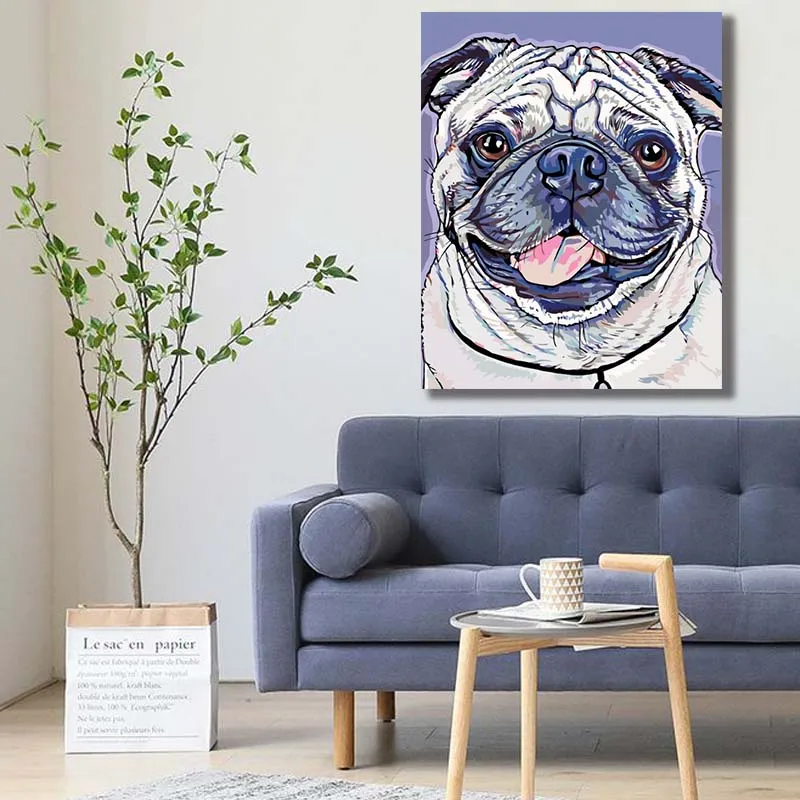 DIY Рисование по номерам с наборами животное собака декоративная вешается на стену