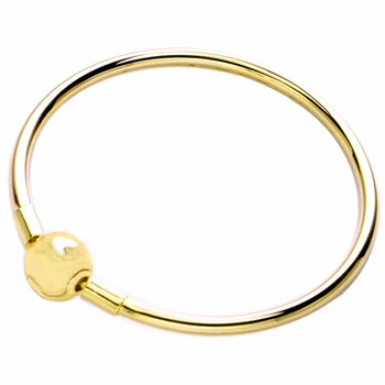 

Original Gold Color Ball Clasp Clip Suitable Smooth Bracelet Bangle Fit 925 Sterling Silver Bead Charm Diy Fine Jewelry