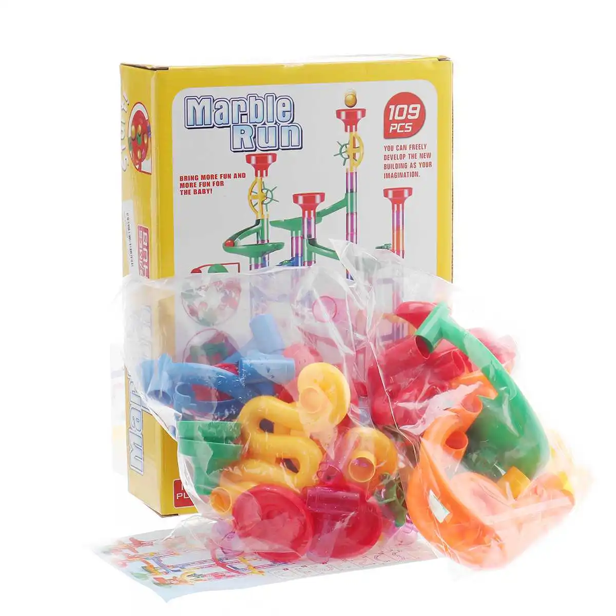 Construção de Mármore Bola de Brinquedos de Presente de Natal Faça Você Mesmo Corrida Trilha Building Blocks Crianças Labirinto Rolo 109 Pçs - Set Mod. 338389 10 Corrida Corrida Trilha Building Blocks Crianças Labirinto