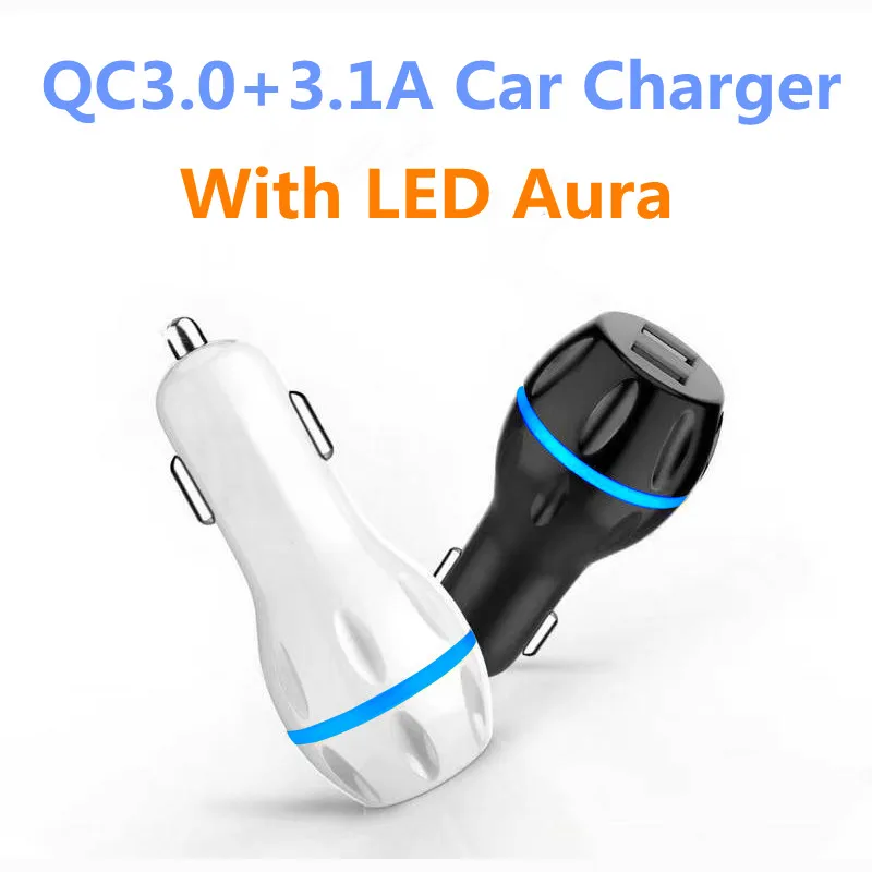 

CRDC Car USB Charger Quick Charge 3.0 + 3.1A Mobile Phone Charger USB Fast Car Charger for iPhone Samsung Tablet Car-Charger