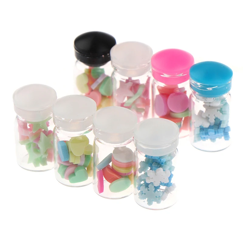 4Pcs/set 1:12 Dollhouse Miniatuer Simulation Furniture Toys Candy Glass Jar for Dolls Decor for Baby Girls Gifts Toy
