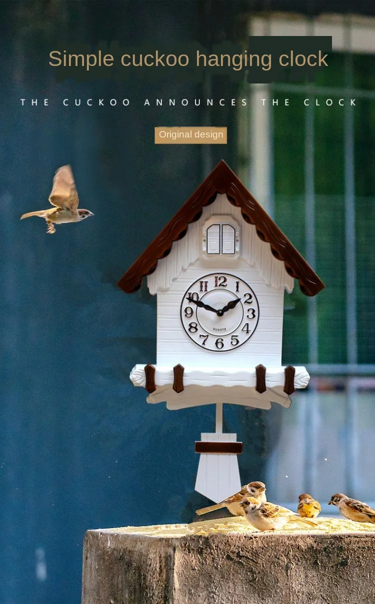 Creative Cuckoo 3D Wall Clock Living Room Cartoon Shabby Chic Clock