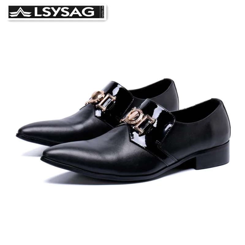 

British Formal Men Wedding Shoes Genuine Leather Business Dress Shoes Black Pointed Toe Men Oxford Big Size Luxury Party Shoes