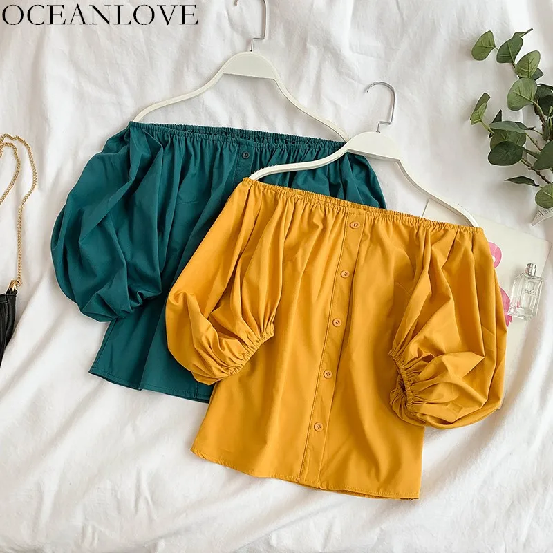 Женская одежда OCEANLOVE Пляжная Однотонная рубашка на пуговицах с коротким рукавом
