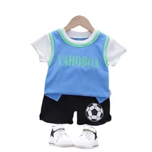 Vêtements d'été à la mode pour bébés garçons et filles, t shirt et short avec lettres, vêtements de sport en coton pour enfants 2 pièces/ensembles 