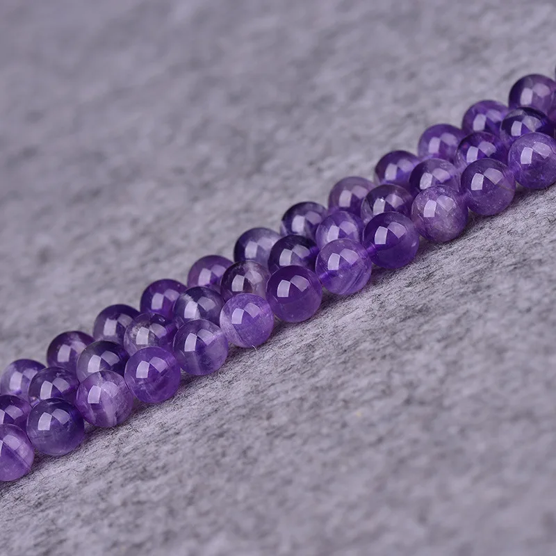 

Natural Stone Purple Amethysts Crystals Beads 6 8 10 12 MM Men Women Fashion Necklace Charms Wholesale for Jewelry Making