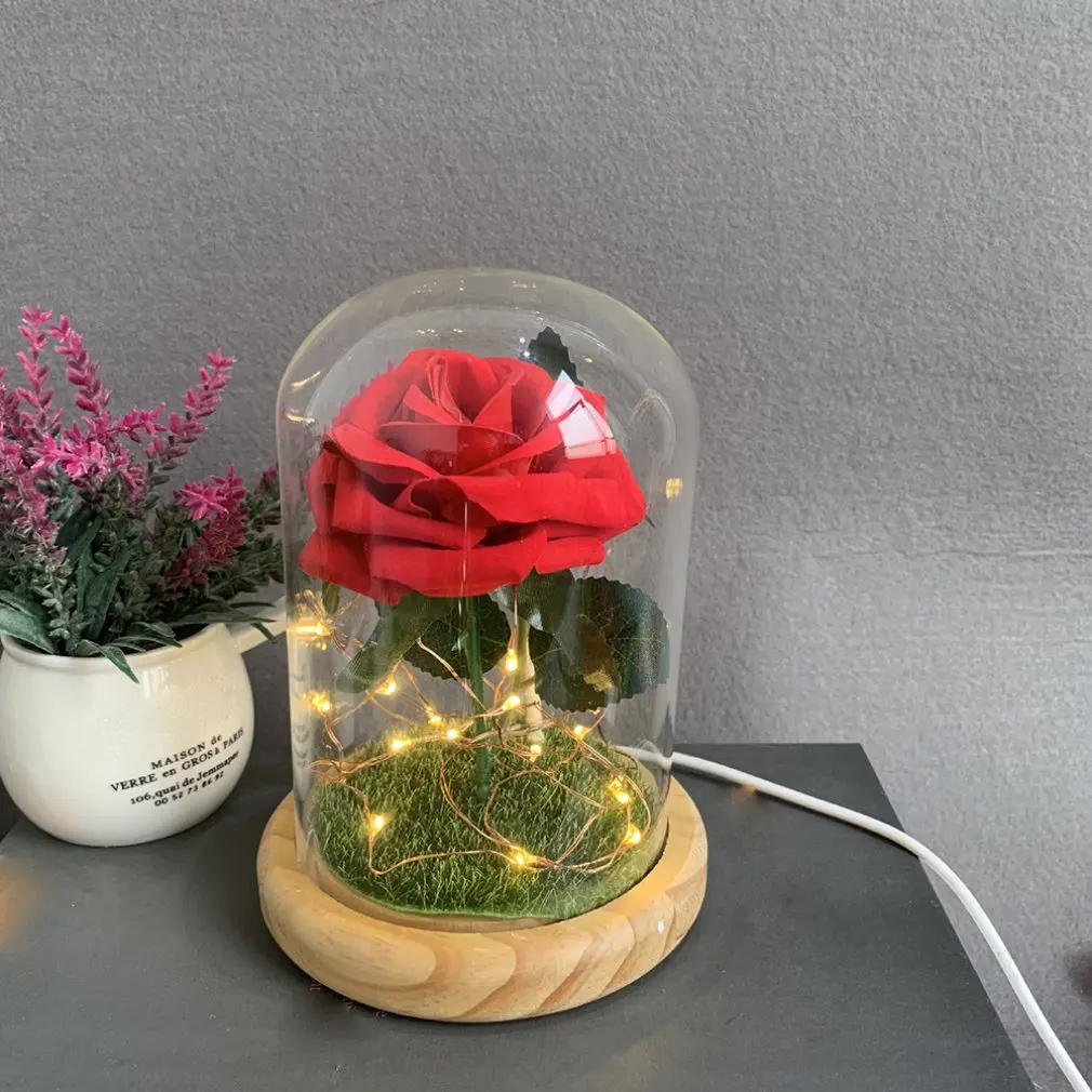 Led Glass Rose Night Light Home Decoration Lights Creative Atmosphere Lights Fashion Professional Beautiful