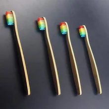 Радужный цвет бамбуковая ручка 4 шт. зубная щетка es мягкая детская Экологичная зубная щетка уход за зубами