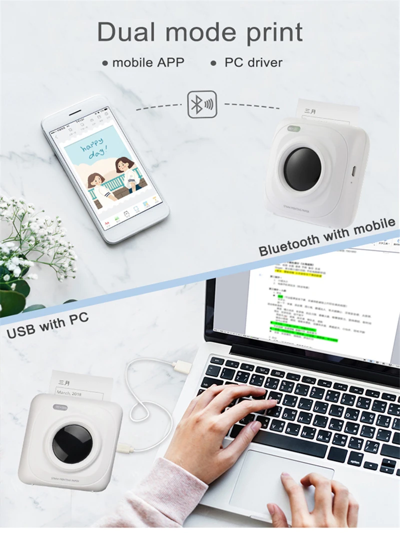 Paperang мини фотопринтер портативный Bluetooth карманный мобильный фотопринтер 58 мм стикер тепловые фотографии для Android iOS