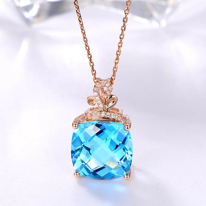 Bague Ringen, роскошное серебряное 925 ювелирное изделие, геометрическое аквамариновое ожерелье для женщин, розовое золото, Женские аксессуары для помолвки