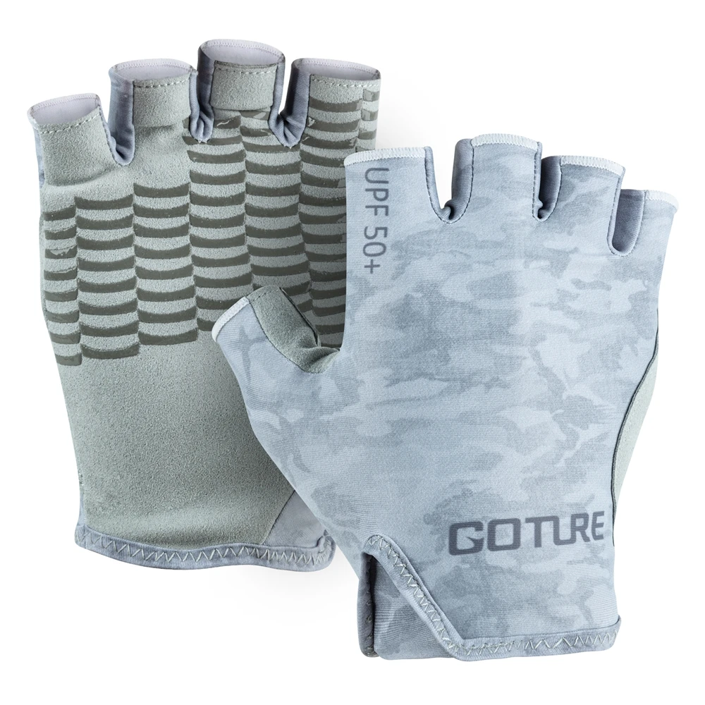 Goture Sunscreen Silicone Fishing Gloves Non-Slip Breathable Flexible Unisex Half Finger Gloves For Water Sports Hiking Cycling