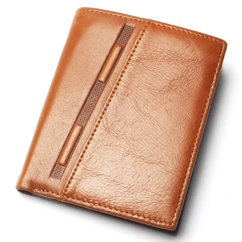 

Men Fashion Embossed Stitching Style Real Leather Wallet Men Thin Slim Card Holder Wallet Men's Bifold Purse