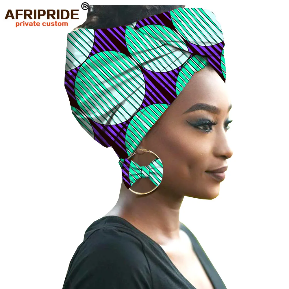 Модные африканские головные уборы+ серьги 2 шт наборы для женщин bazin riche Африканский головной платок Чистый хлопок A19H002 AFRIPRIDE - Цвет: 340X