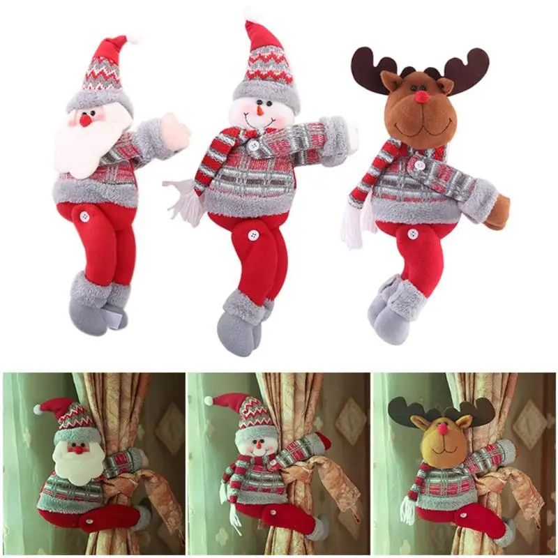 

Cartoon Xmas Curtain Buckle Holders Window Decoration Doll Curtain Tieback Hook Christmas Home Decors Cute and Vivid