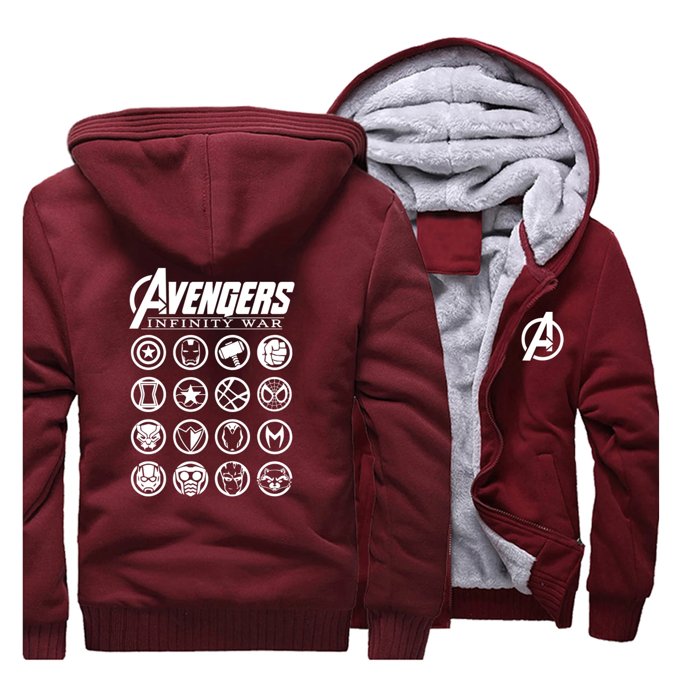 Wine Red 1 Мужская теплая Толстая аниме Marvel Железный человек зима горячая распродажа Мужская толстовка теплая одежда Аниме пальто уличная одежда - Цвет: Wine Red 1
