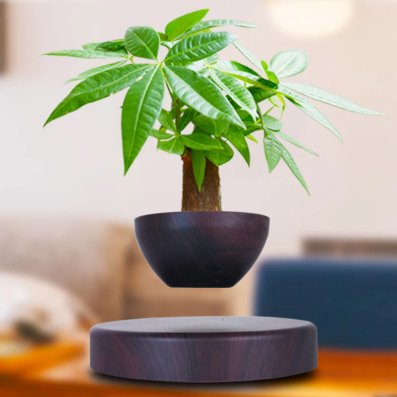 

360 Degree Rotatable Desktop Planter Magnetic Levitating Air Bonsai Pot , Modern Flower Pot Planters , Suspension Floating Pot
