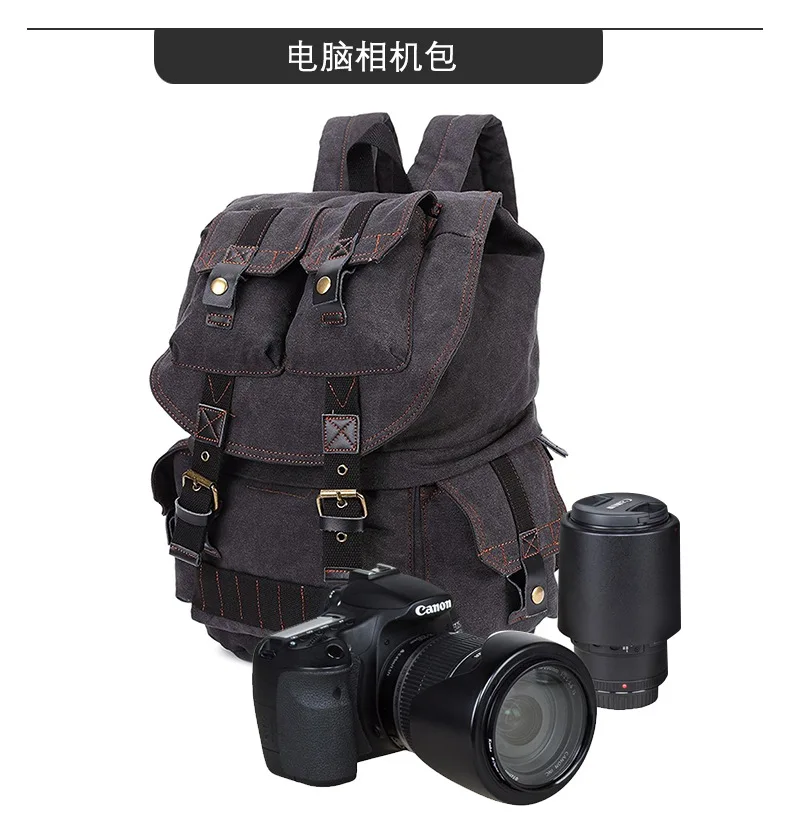Canvas Camera Backpack Europe And America Retro DSLR Camera Bag Backpack Canvas Camera Bag Wholesale Customizable