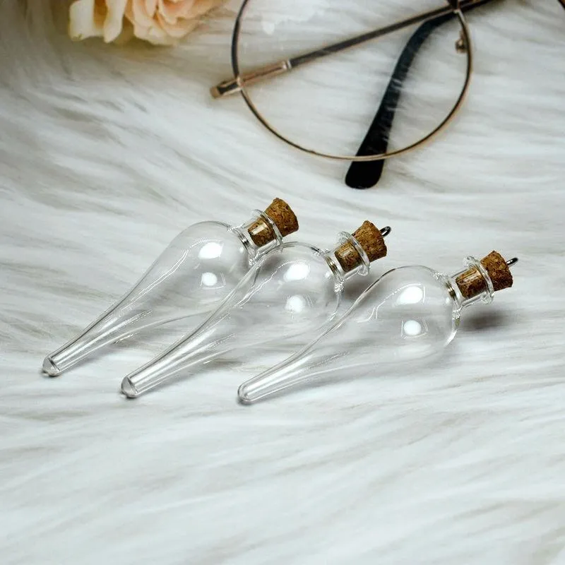 Long Water Droplets Glass Bottles Clear Drifting Bottles Aromatherapy Wishing Bottle Cork Wedding Birthday Party Glass Jars Glass Bottles Aromatherapy Diffuser Bottle