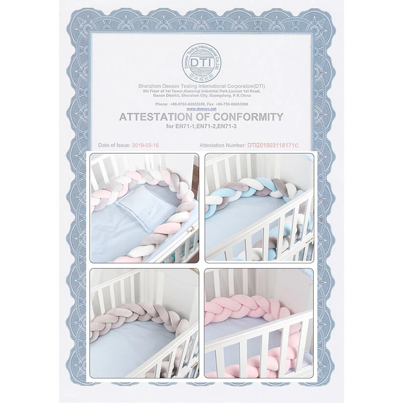 Скандинавские косички для новорожденных, подушка-бампер с узелком, защита для детской кроватки, бампер, постельные принадлежности, сертификация CE, безопасный Плетеный бампер для кроватки
