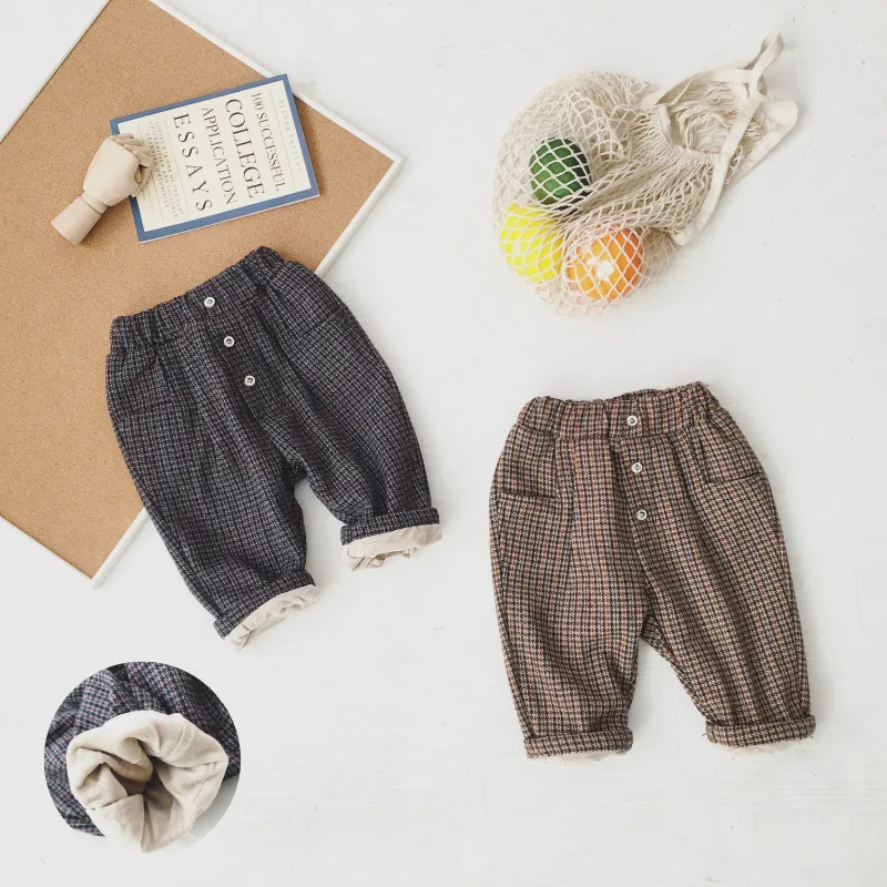 

Childrenswear 2018 Winter New Style Infants Men And Women Baby Double Layer plus Velvet Thick Wool Cloth Pants