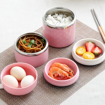 

Cute Japanese Lunch Box For Kids Portable Outdoor Stainless Steel Bento Box Leak-Proof Food Container Kitchen Food Box Accessory