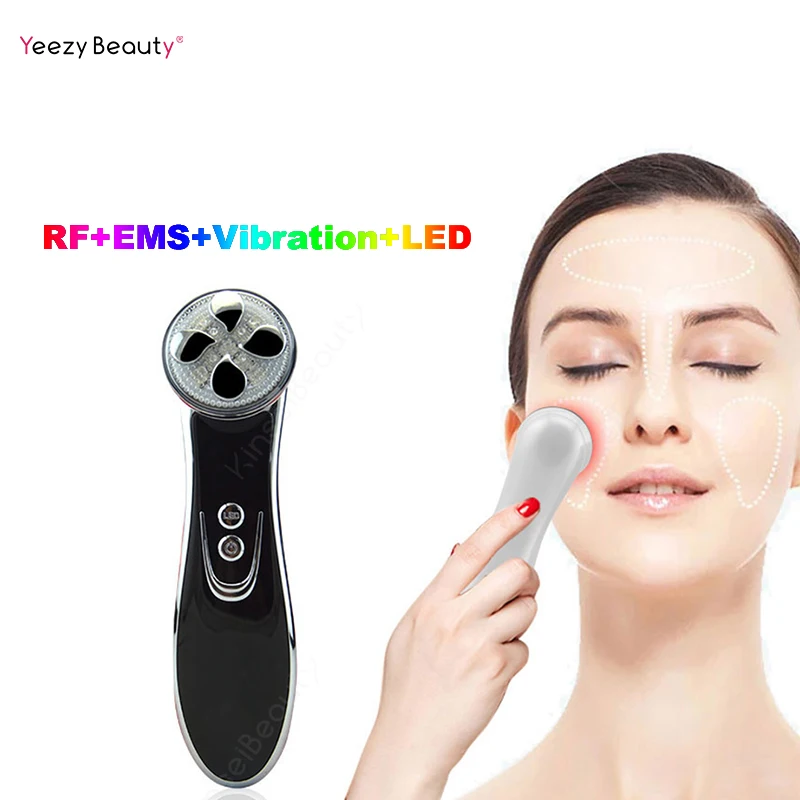 

5 In 1 Facial Mesotherapy Electroporation RF Radio Frequency LED Photon Face Lifting Wrinkle Removal EMS Vibration Face Massager