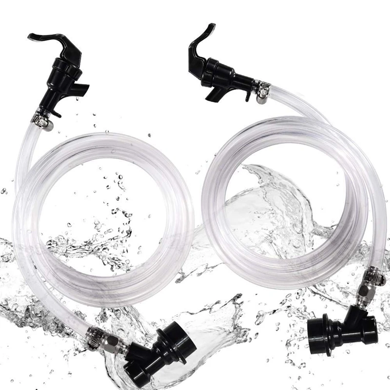 

5Ft Clear Ball Lock Beer Line, 3/16 Inch I.D Keg Quick Disconnect Draft Beer Line Assembly with 2 Picnic Faucet and 4 Food-Grade