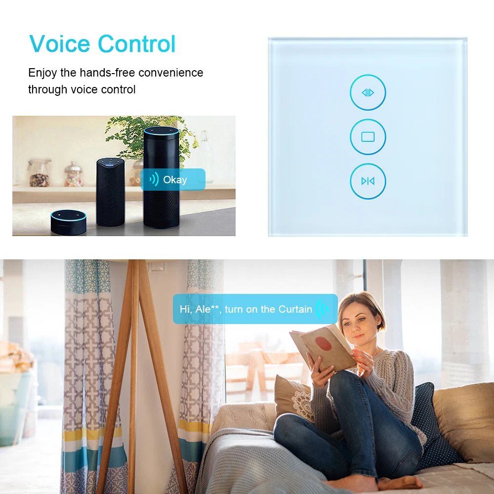 

Hot Curtain Smart Switch WiFi Voice Control Compatible with Alexa Google Home APP Remote Control Wireless Curtain Control Switch