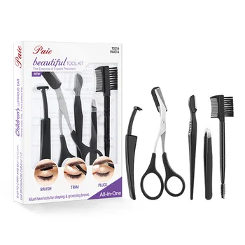

5 Pcs/Set Eyebrows Clip Eyebrow Trimmer Scissors Eyebrow Shaping Knife Cosmetic Professional Makeup Tools Black Eyebrow Trimmer