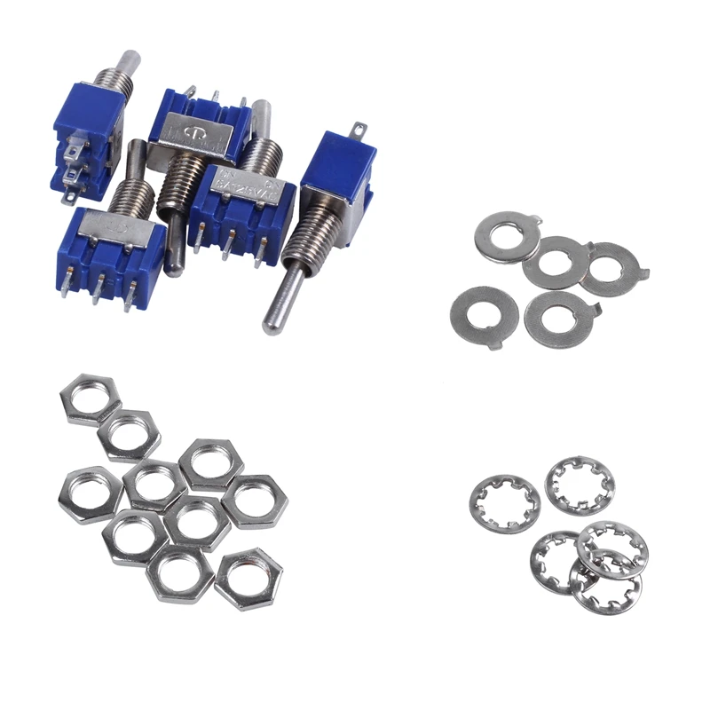 5 шт. AC 3A/250V 6A/125V ВКЛ/ВКЛ SPDT Мини 2 положения запирающий переключатель |