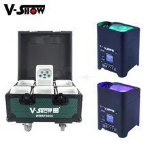 V-show 6pcs With Charge case Battery Wireless DMX Wifi Remote Control Wedding Uplight 6x18w RGBWAUV 6in1 Led Par Dj Light