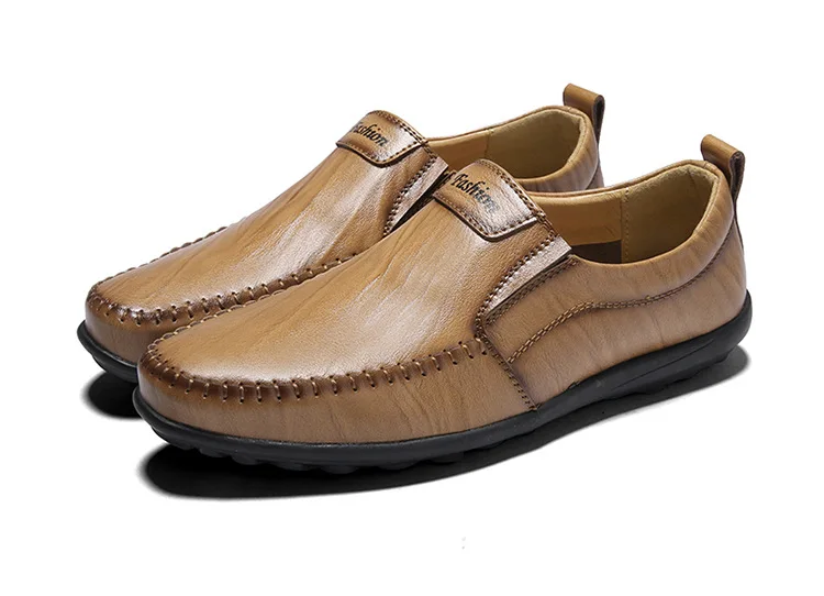 Mikarau/брендовая мужская кожаная обувь; мужские модные лоферы; дышащая нескользящая Мягкая обувь из натуральной кожи для вождения; zapatos hombre - Цвет: Yellow Brown