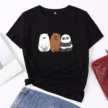 

Women T Shirt Summer Cotton Plus Size 4XL 5XL Funny Cartoon Bear Panda Print Short Sleeve O-Neck Casual Female TShirts Tops Tees
