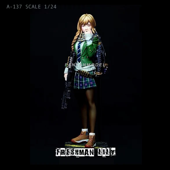 

1/24 75mm Resin Figure Kits Urban fashion armed girl self-assembled A-137