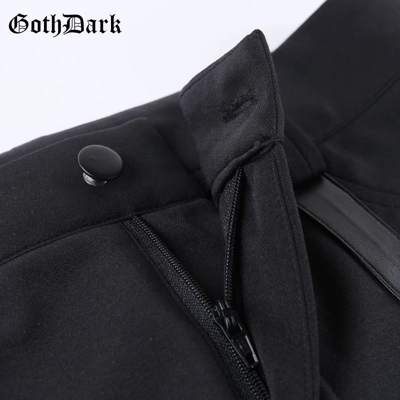 Готические женские брюки с темными черными дырками в готическом стиле Харадзюку, обтягивающие винтажные осенне-зимние бандаж на пуговицах, женские брюки в стиле панк
